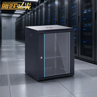 Armoire serveur murale 6U, rack réseau ventilé, enceinte en acier murale avec portes vitrées pour centre de données