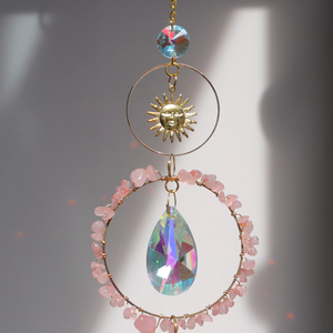 <strong>Wholesale</strong> Natural Rose Quartz Suncatcher Custom pink Suncatcher Crystal Suncatcher Stained <strong>Glass</strong> - Product Image 3