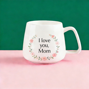 Tasses en céramique pour la fête des mères - Motif floral, silhouette mère et enfant, design « Je t'aime, maman », ruban de sensibilisation au cancer du sein - Product Image 5