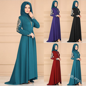 Abito alla moda femminile musulmano abito di temperamento <span class=keywords><strong>classico</strong></span> ricamato abito con orlo irregolare <span class=keywords><strong>abbigliamento</strong></span> <span class=keywords><strong>donna</strong></span> medio arabo - Product Image 5
