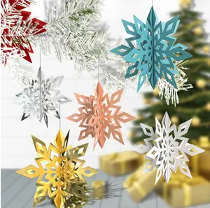 ستة ألوان 3D ندفة الثلج شنقا الرايات عيد الميلاد جارلاند عيد الميلاد الحلي ديكور المنزل الشتاء حزب لوازم الديكور 3D ندفة الثلج