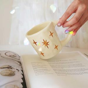 New Design Good Quality Eco-friendly Stoneware Ceramic Coffee Mug Star Pattern Customizable Colors Designs Food Safe Dishwasher - Product Image 3