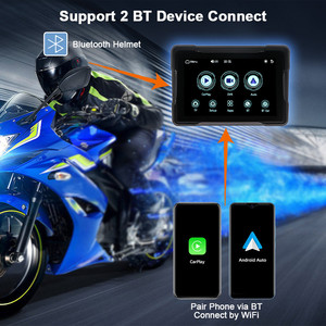 Motosiklet GPS navigasyon sistemi kablosuz CarPlay ile 5 inç dokunmatik ekran/Android oto motosiklet için IPX7 su geçirmez - Product Image 5