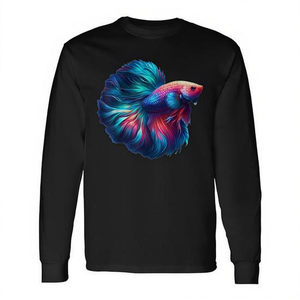 T-shirt a maniche lunghe Betta Fish con design di pesci d'acquario, abbigliamento unisex - Product Image 2