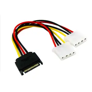 Câble adaptateur d'alimentation SATA 15 broches 20cm, 1 pc, longueurs mâle à double Molex, 4 broches, IDE HDD, femelle, connecteur