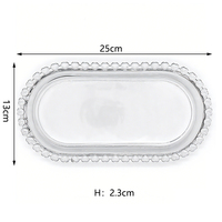Plateau de service en verre transparent avec bordure perlée en forme de cœur, plateau décoratif pour desserts, fruits, bonbons, pour la présentation sur la table de fête
