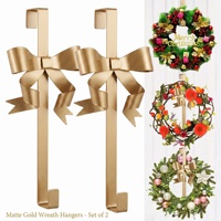 D&D YH26024 Couronne de Noël en fer doré avec crochet de porte, décoration suspendue pour porte d'entrée, décorations de fête pour la maison, sans installation
