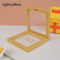Caja de Exhibición con Anillo de Levitación 3D en Amarillo Claro para Guardar Relojes y Gafas, a Prueba de Polvo, Antideslustre, con Tapa Transparente Abatible