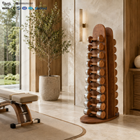 Peralatan Gym Kayu Profesional, Mesin Dumbbell & Kettlebell Adjustable, Set Platform Kayu untuk Latihan Kebugaran, Penggunaan Komersial