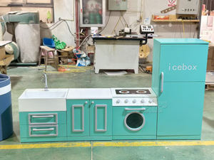 Ensemble de cuisine de simulation rose pour enfants Playhouse de cuisine pour enfants en bois petite maison de jeu de simulation aire de jeux intérieure douce - Product Image 6