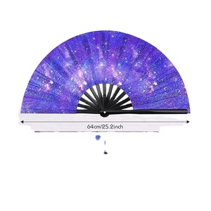 พัดพับขนาดใหญ่แบบมีกลิตเตอร์ อุปกรณ์เสริมสำหรับงานปาร์ตี้ เหมาะสำหรับผู้หญิง ผู้ชาย เต้นรำ ฟังเพลง ตกแต่ง งานเทศกาลอีฟเว้นท์ - Product Image 5