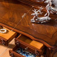 Ensemble coiffeuse de chambre en bois massif de style européen avec miroir éclairé, mobilier d'appartement