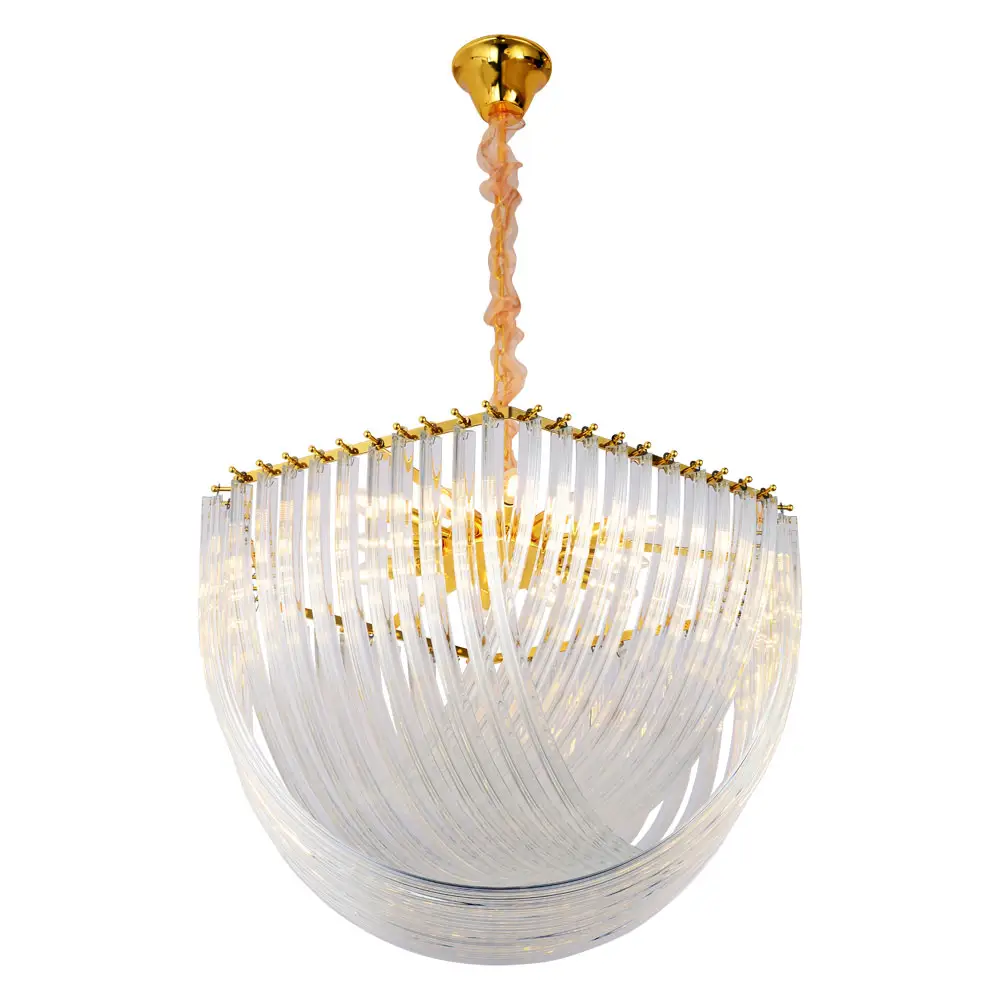 modern hotel round gold metal crystal pendant lamp luxury Nordic style crystal chandelier glass tube ceiling lights