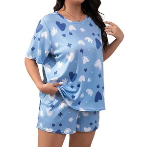 European and American Style Pajamas Casual Women <strong>Pyjamas</strong> Summer Plus Size Sweat Uptake T-shirt Shorts Sleepwear - Product Image 5