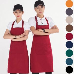 Custom Logo Cotton Sleeved Apron for Men and Women Black White Pink Restaurant BBQ Cook Chef <b>Kitchen</b> Apparel with Pocket - Product Image 4