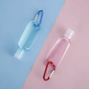 Пластиковая подвесная бутылка-дезинфицирующее средство для рук с карабином и зажимом для ключей, 30 мл, 1 унция