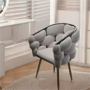 Silla de tocador moderna tapizada en terciopelo para mujeres y niñas - Muebles para dormitorio, apartamento y hogar - Product Image 2