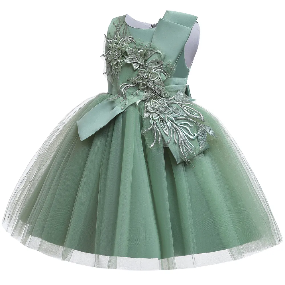 MQATZ Flower Girls Nettes ärmelloses Kinder-Party kleid Big Bow Floral Wedding Birthday Princess Dress