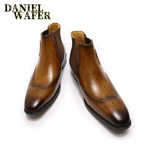 Chaussures en cuir véritable, bottes <span class=keywords><strong>de</strong></span> <span class=keywords><strong>dressage</strong></span>, bottes en cuir véritable pour hommes, randonnée - Product Image 1