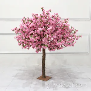 GNW vendite calde albero di fiori di ciliegio all'ingrosso albero di fiori di ciliegio di seta artificiale rosa per la decorazione di diserbo fiore artificiale