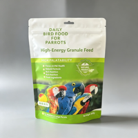 Sachet personnalisé imprimé avec fermeture éclair pour aliments pour oiseaux, emballage pour granulés de nourriture pour animaux de compagnie avec trou de suspension