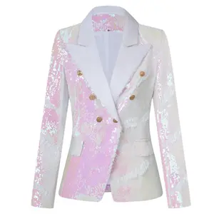 Wholesale Manufacturer Sparkly Sequin Jacket Custom High Quality Glitter Party Prom Slim Fit Sequin Jacket Blazer For Women