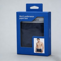 Boîte à chaussettes en carton mat laminé avec encre de soja, conception de logo personnalisé, boîtes pour sous-vêtements masculins, boîte pour sous-vêtements et t-shirts pour hommes avec cintre et fenêtre