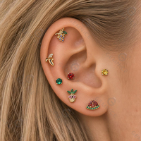 Gemnel 2026 Zomercollectie 925 Zilver Fruit Piercing Sieraden Kleurrijke Zirkoon Watermeloen Ananas Platte Achterkant Oorknopjes
