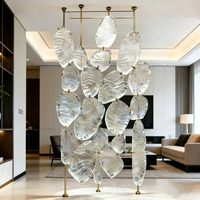 Lampe de sol décorative de luxe pour hall d'hôtel, avec écran en verre dégradé en forme de feuille, LED E27 moderne personnalisée, en acier inoxydable