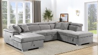Nouveau design Canapé d'angle moderne en forme de L avec rangement, convertible en lit, pour salon