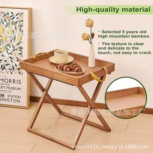 Custom-made wooden portable folding coffee table, Japanese style lazy person movable sofa side table <b>snack</b> <b>tray</b> household <b>tray</b> - Product Image 2