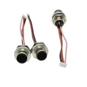 Conector de fio de cabo m12 macho, parafuso elétrico impermeável 5 8 12 pinos