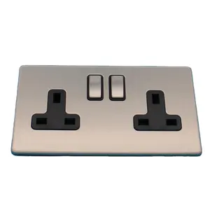 Double 13A sockets stainless steel switch socket