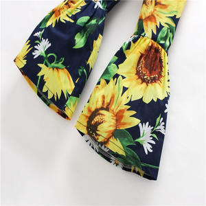 Pantalones acampanados para niñas, leggings con estampado de girasoles, pantalones florales RTS - Product Image 6