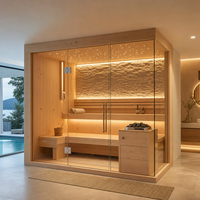 Sauna à vapeur professionnel 4-5 personnes, traditionnel, en bois de pruche, avec poêle finlandais et chauffage à pierres, pour usage domestique (sauna sec et vapeur)