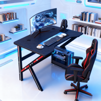 Bureau de jeu rond moderne avec cadre en acier et surface en bois, hauteur réglable pour les sports électroniques, l'étude et le bureau