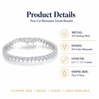 Bracelets tennis de luxe en moissanite taille poire plaqué or 18K, en argent sterling S925, bijoux de marque Viti