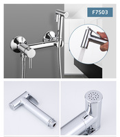 Ensemble de pulvérisation pour bidet WC en laiton, style moderne et minimaliste, eau chaude et froide, à montage mural dissimulé, pour usage hôtelier, avec pommeau de douche surpuissant pour salle de bain