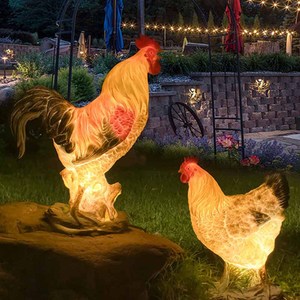 Lámpara Solar LED con Forma de Gallo y Gallina para Decoración de Jardín y Césped - Product Image 1