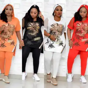 2023 African plus size Sports suit customization women casual sport wear two pieces set good quality printed sets for women