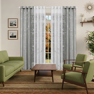 Feuille de Offre Spéciale argent voilage rideau pour chambre salon Dolly Texture Tulle semi-occultant prêt maison chambre rideau fournisseur - Product Image 3