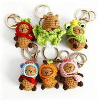 Porte-clés pendentif en laine crochetée, motif Capybara de dessin animé, fait main, breloque artisanale