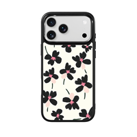Coque de téléphone AG Feeling Black Edge avec motif floral peint à l'huile et dorure pour iPhone 17, 17 Pro Max, 16 Pro, 15 – Coque magnétique