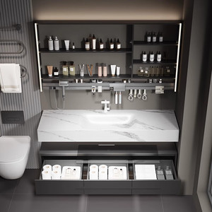 Luxury Modern Lacquer MDF <b>Wall</b>-Mounted Bathroom Vanity Unit with Smart <b>Mirror</b> and Integrated Basin - Product Image 4