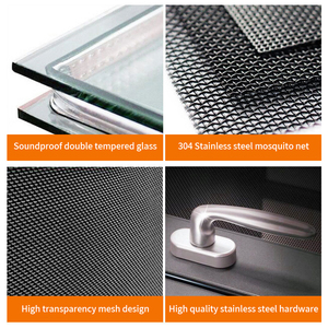 Petite maison européenne personnalisée Fenêtres à battant en aluminium <span class=keywords><strong>Double</strong></span> <span class=keywords><strong>vitrage</strong></span> Verre Fer Grill Net Auvent Volets Stores Fenêtres Photo - Product Image 5