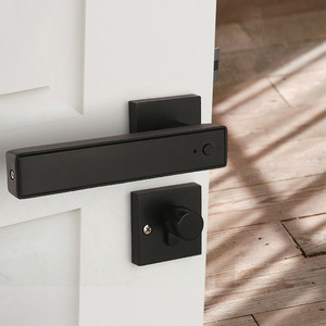 Cerradura inteligente de huella dactilar para puerta de madera interior con manija antigraffiti, desbloqueo por código, sin perforaciones, para oficina, estudio, dormitorio - Product Image 4