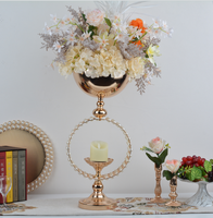 Support à fleurs en fer de luxe de haute qualité, décoratif pour fête, mariage, centre de table, vase à fleurs doré