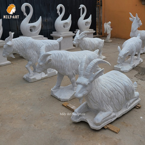 Sculpture d'animal sculptée dans la pierre Mily Garden, grande statue de <span class=keywords><strong>mouton</strong></span> en marbre à vendre - Product Image 4