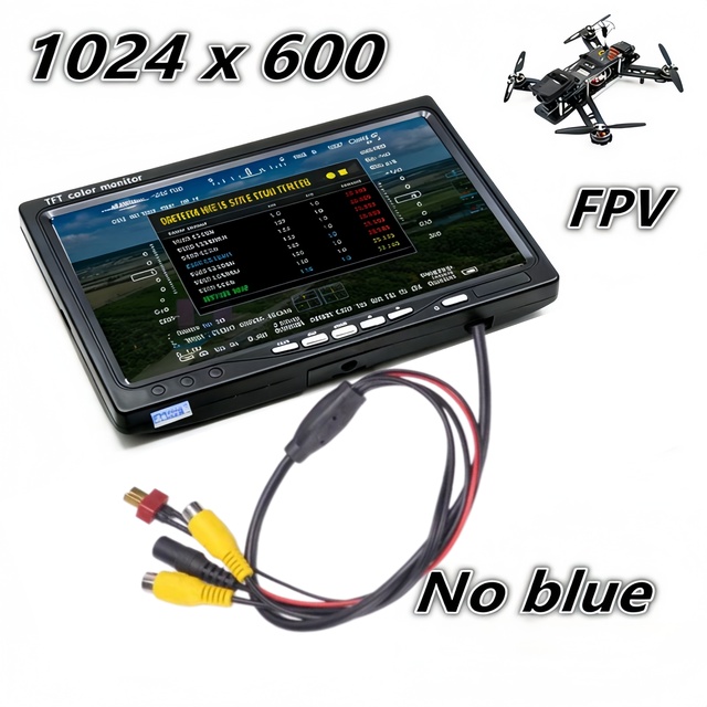 7 Inch FPV Monitor 1024x600 IPS LCD Display Screen Monitor for RC FPV Drone Quadcopter  with T Plug Photography Ground Station