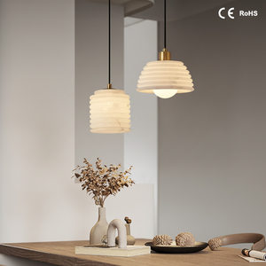 Lustre sophistiqué en albâtre blanc, suspension cylindrique en marbre à bords nettes <span class=keywords><strong>pour</strong></span> chambre, restaurant, bar - Product Image 1